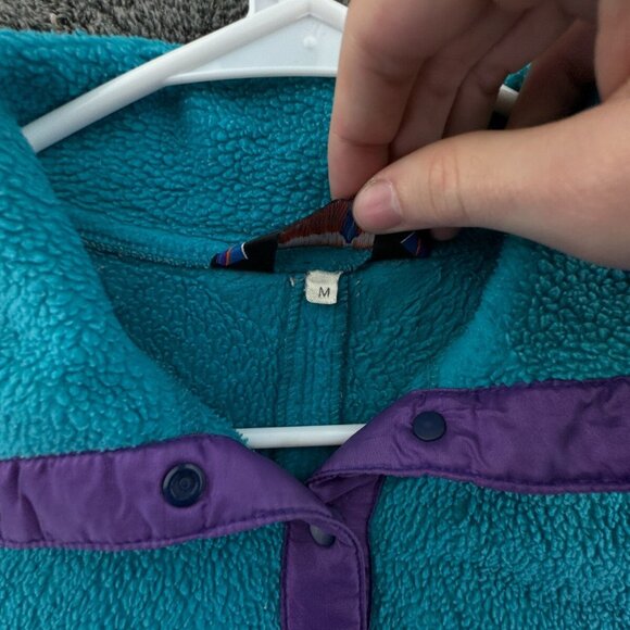VTG Patagonia Womens Jacket Adult Fleece Purple Blue 1/4 Snap Pullover W/ Logo - Picture 10 of 15